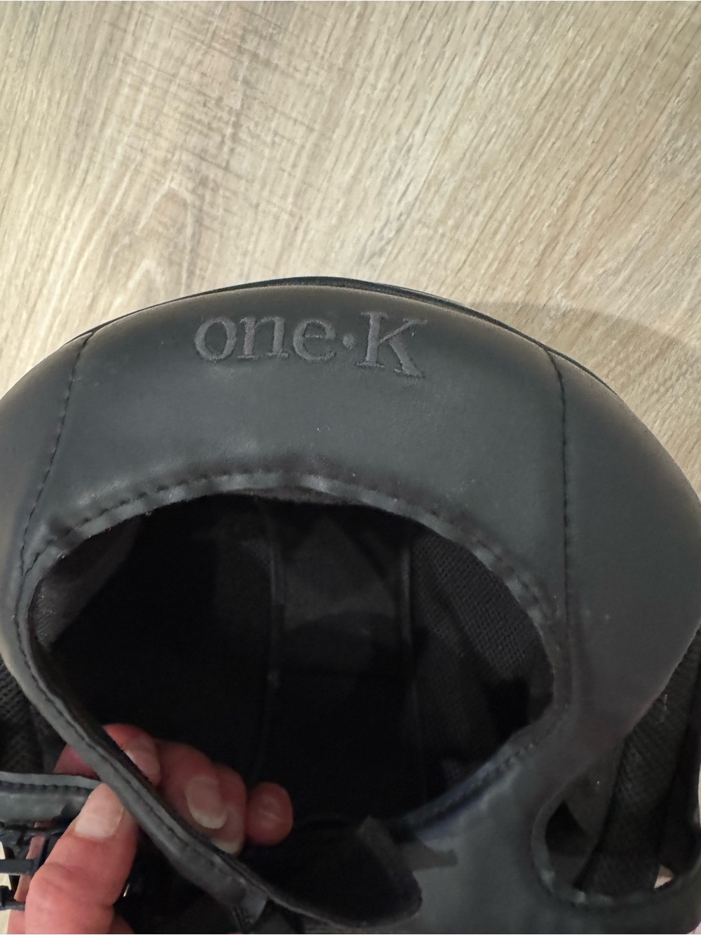 OneK Black Riding Helmet with Silver Vent Accents - Picture 9 of 12
